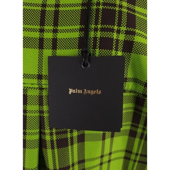 Palm Angels Logo Overshirt 44 XS Mens Green & White Plaid Check NWT - Picture 8 of 15